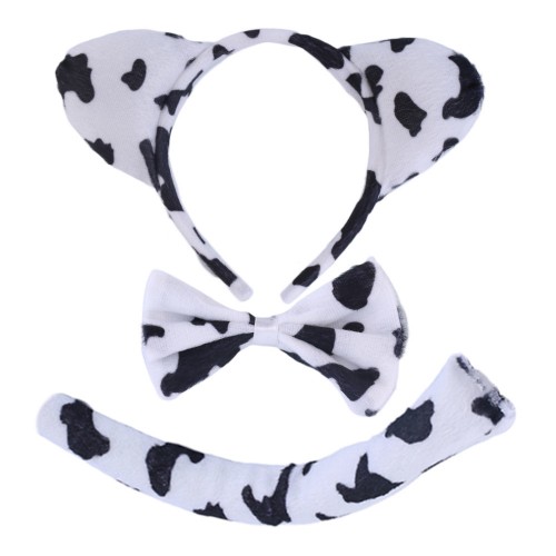 OEM - Animal Zebra Tail Ear Headband Bow Tie 3 Pcs Party Cow