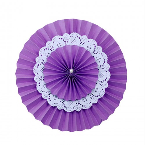 LX - 15 Cm Fans Party Wedding Birthday Hanging Decoration Purple