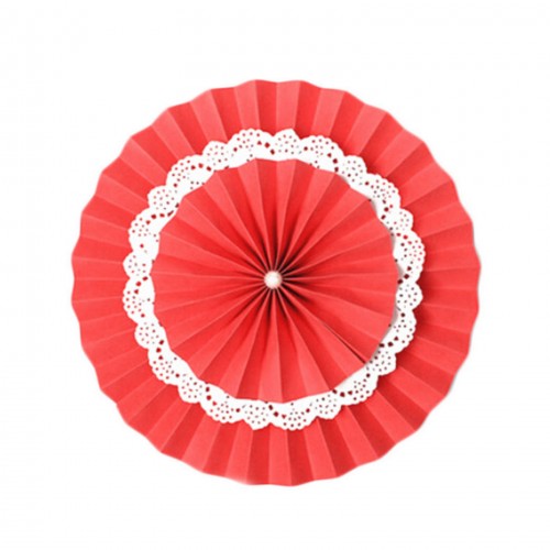 LX - 15 Cm Fans Party Wedding Birthday Hanging Decoration Red