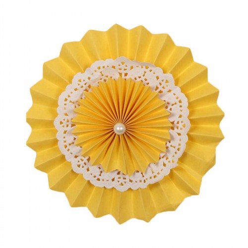 LX - 15 Cm Fans Party Wedding Birthday Hanging Decoration Yellow