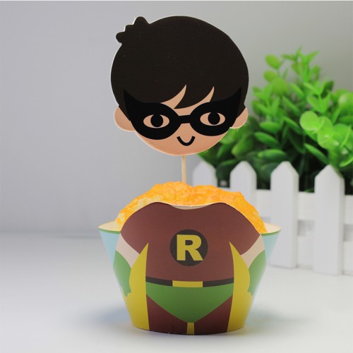 LX - 24 Pcset Avengers Paper Cupcake Birthday Party Decoration Robin