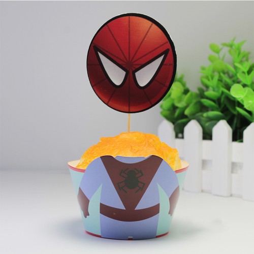 LX - 24 Pcset Avengers Paper Cupcake Birthday Party Decoration Spider Man