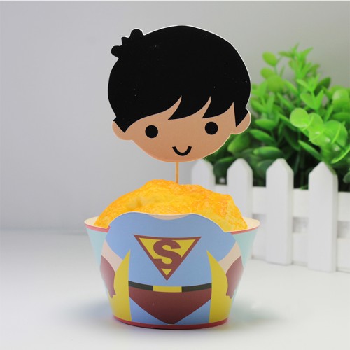 LX - 24 Pcset Avengers Paper Cupcake Birthday Party Decoration Superman