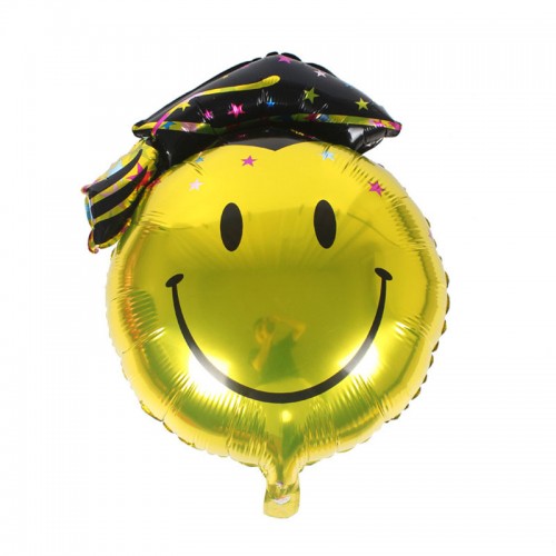 OEM - Graduation Foil Balloon Smiling Face Hat Balloon Gold