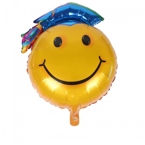 OEM - Graduation Foil Balloon Smiling Face Hat Balloon Yellow