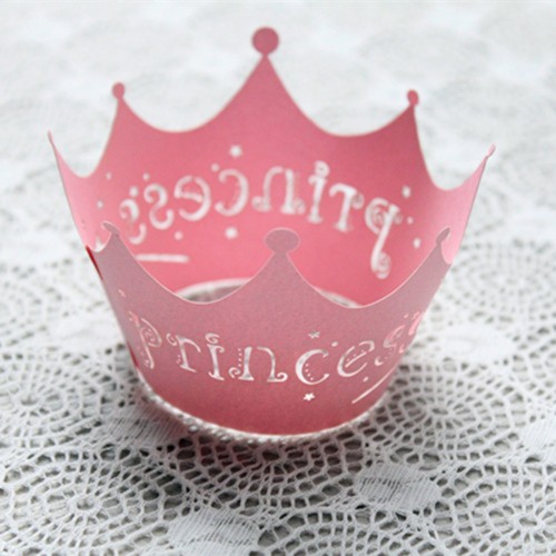 DODO - 12 Pcs Set Princess Crown Paper Vine Lace Cup Cake Wrappers Party Birthday Decoration