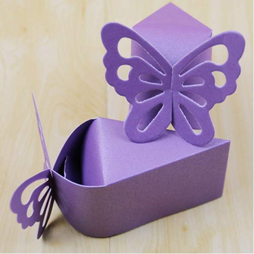 DODO - Triangle Butterfly Paper Candy Chocolate Gift Box Purple