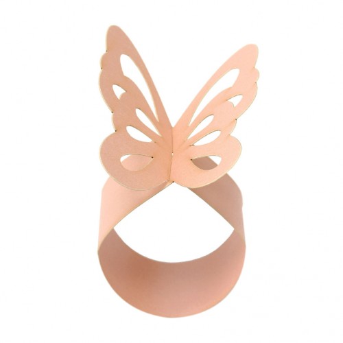 OEM - 50Pcslot Butterfly Bulk Paper Napkin Rings And Holders Pink